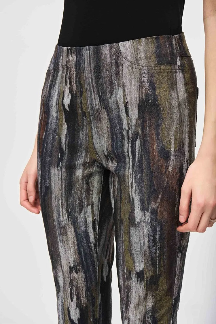 Abstract Print Classic Slim Denim Pants