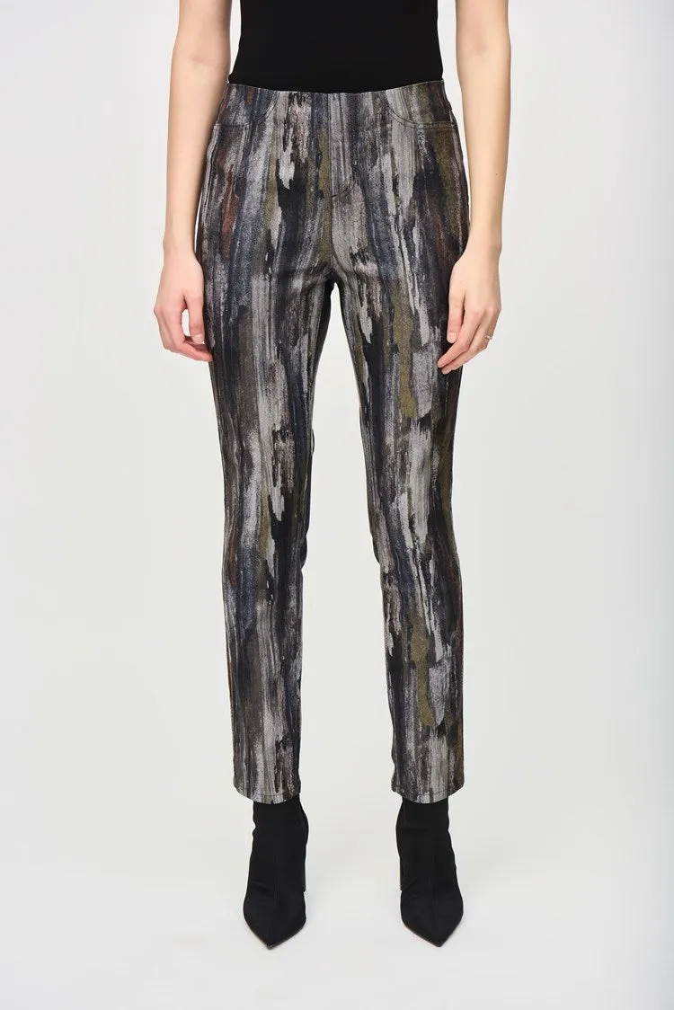 Abstract Print Classic Slim Denim Pants