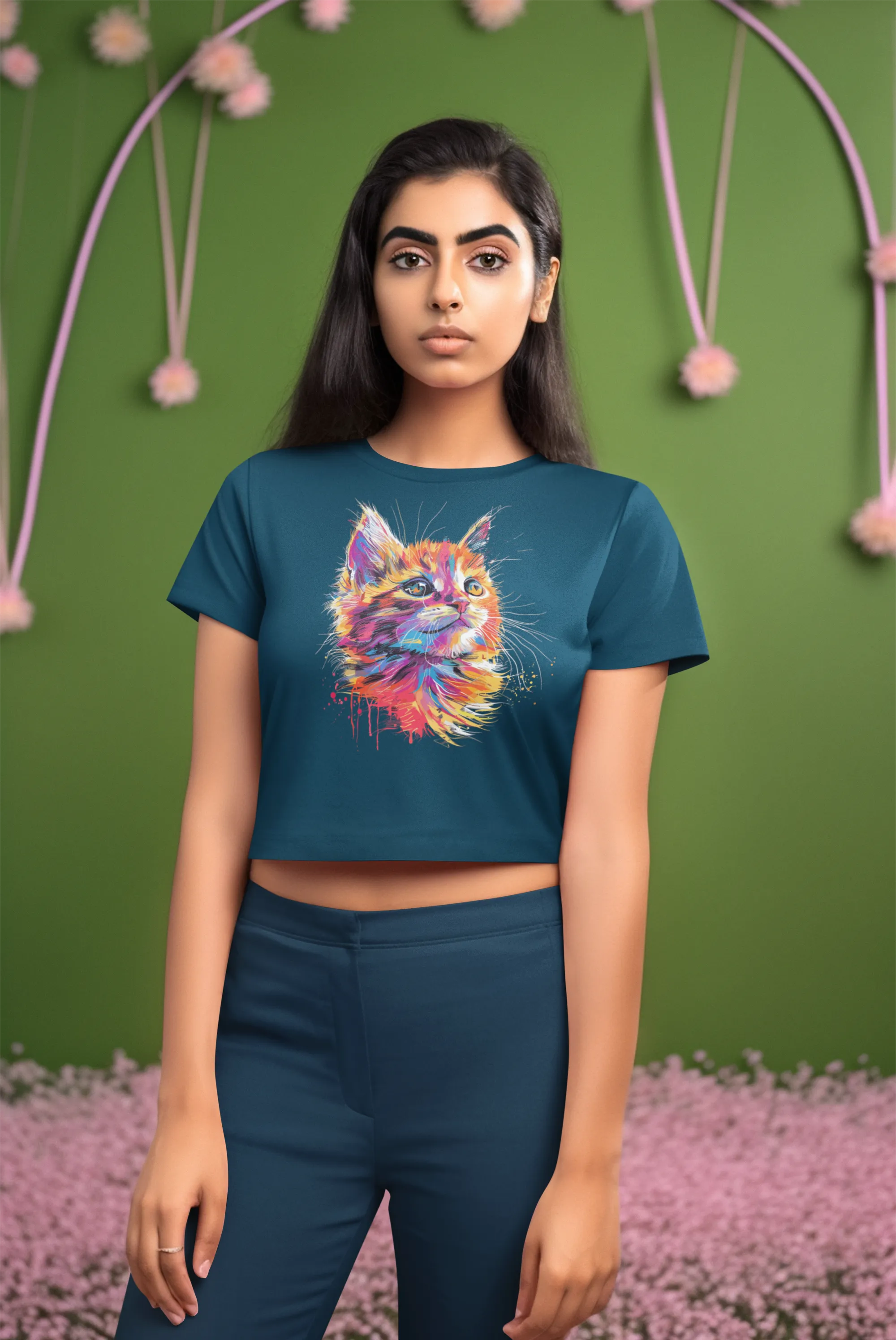 Adorable Cat Design Women's crop top for cat lovers