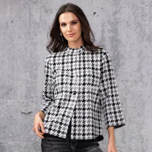 Alison Sheri Houndstooth Knit Jacket - Style A44373