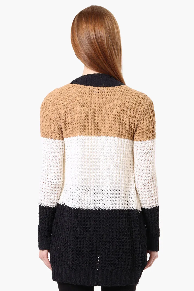 Beechers Brook Striped Colour Block Wrap Cardigan - Cream