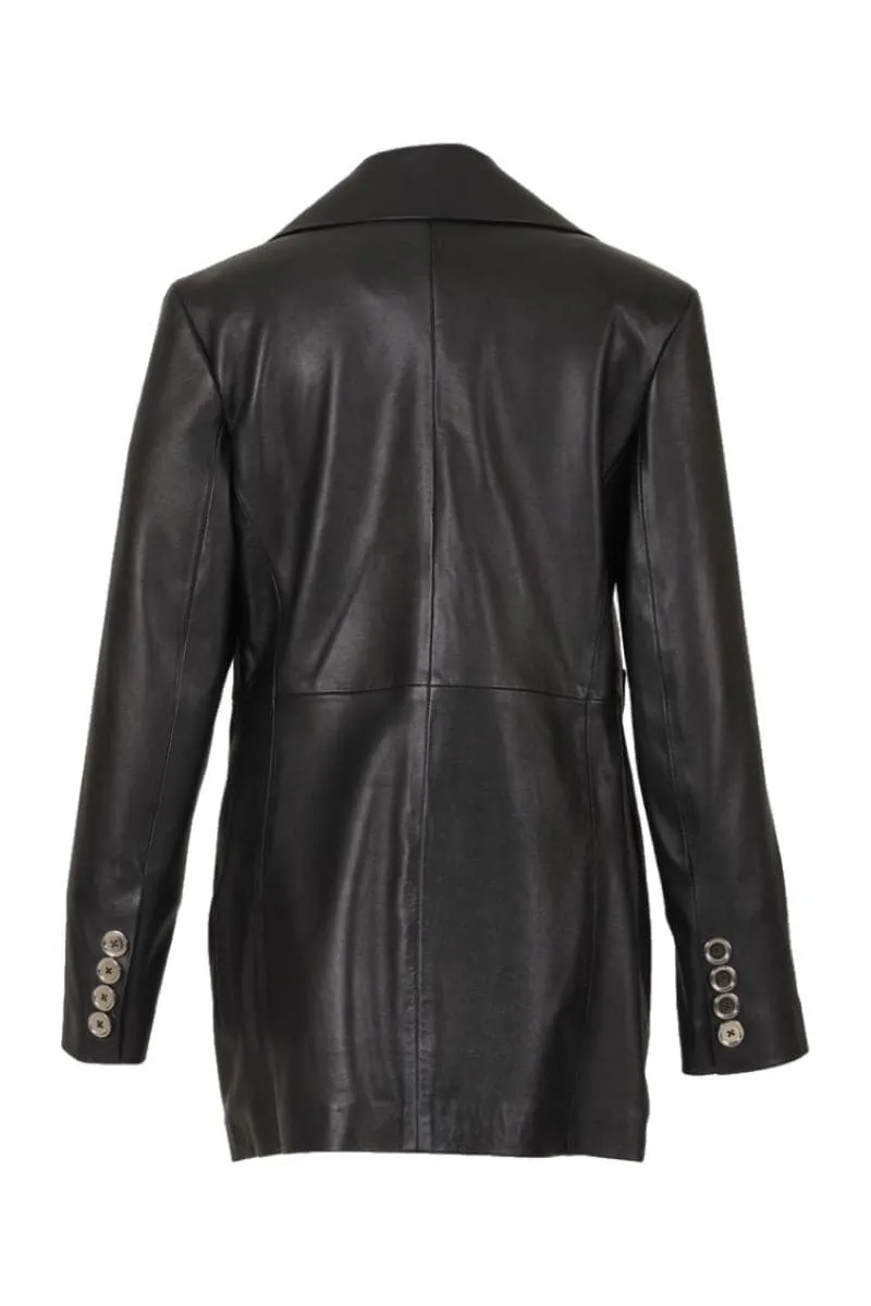 BLACK EZRA LEATHER BLAZER