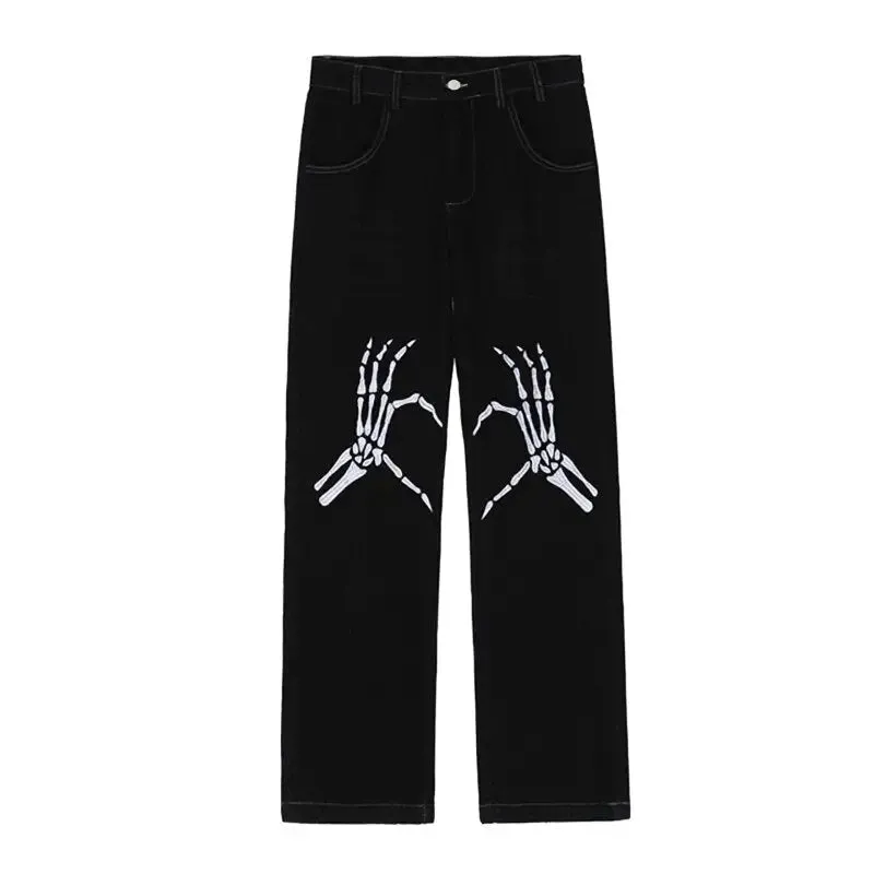 Bone Hands Embroidery Pants