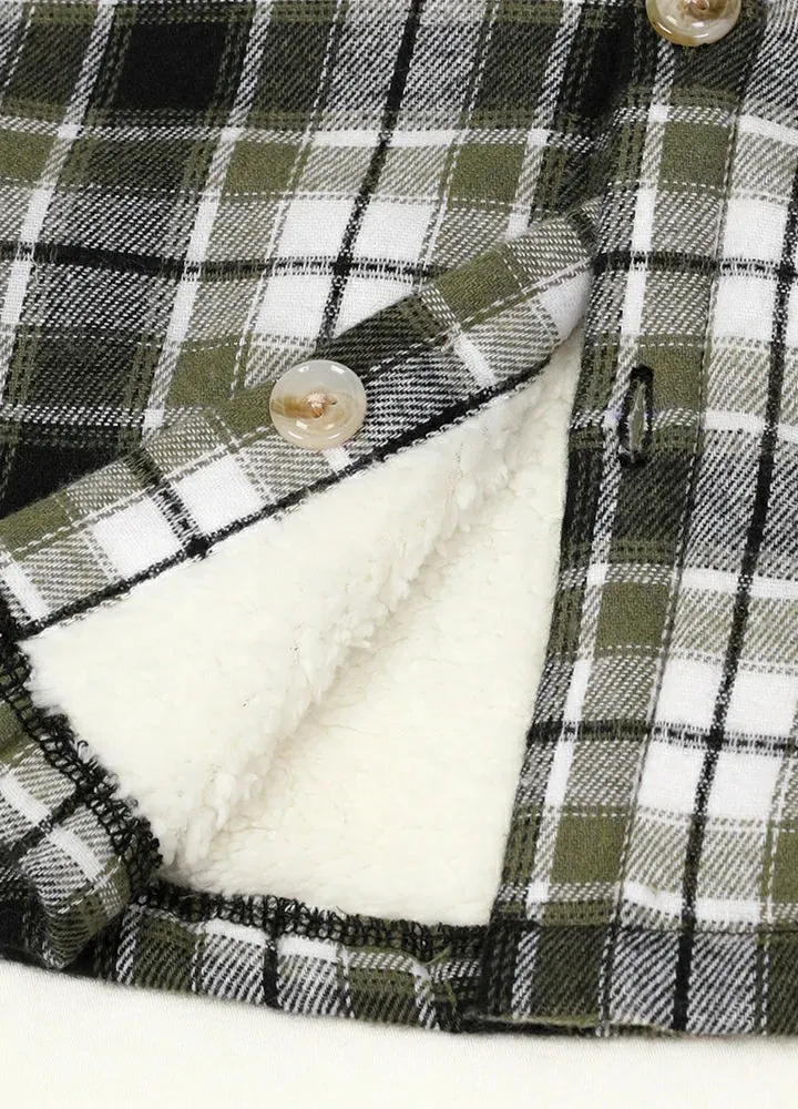 Boys Sherpa Lined Flannel Plaid Shirt Jacket,Hooded Flannel Jacket Kids