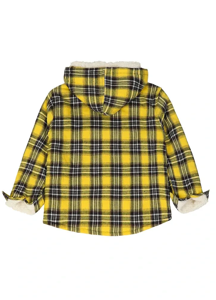 Boys Sherpa Lined Flannel Plaid Shirt Jacket,Hooded Flannel Jacket Kids