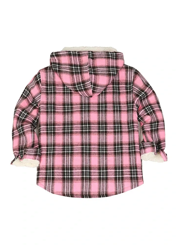 Boys Sherpa Lined Flannel Plaid Shirt Jacket,Hooded Flannel Jacket Kids