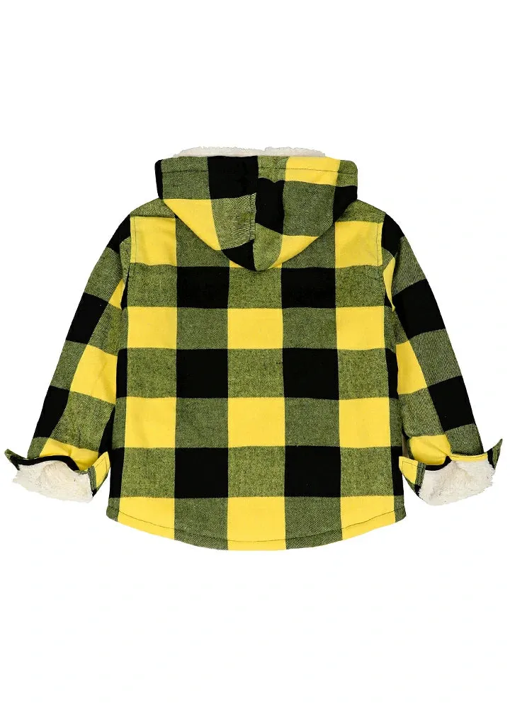 Boys Sherpa Lined Flannel Plaid Shirt Jacket,Hooded Flannel Jacket Kids