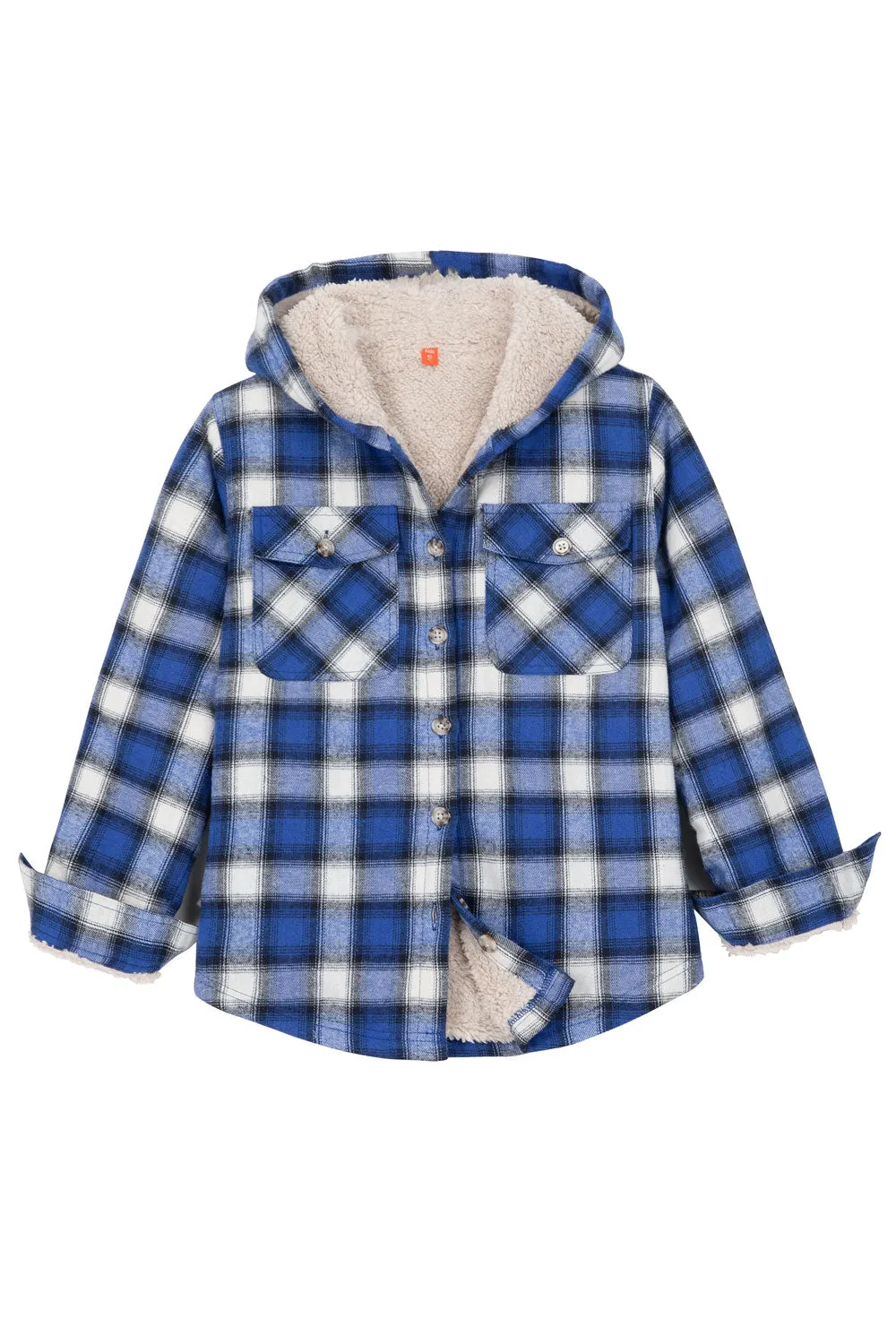 Boys Sherpa Lined Flannel Plaid Shirt Jacket,Hooded Flannel Jacket Kids