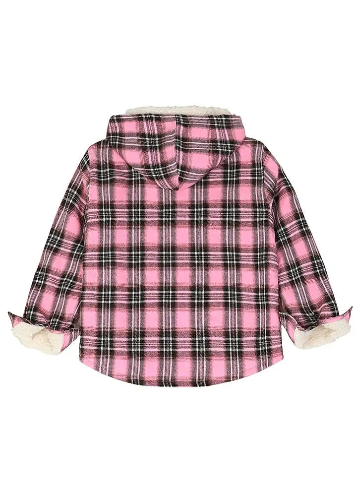 Boys Sherpa Lined Flannel Plaid Shirt Jacket,Hooded Flannel Jacket Kids