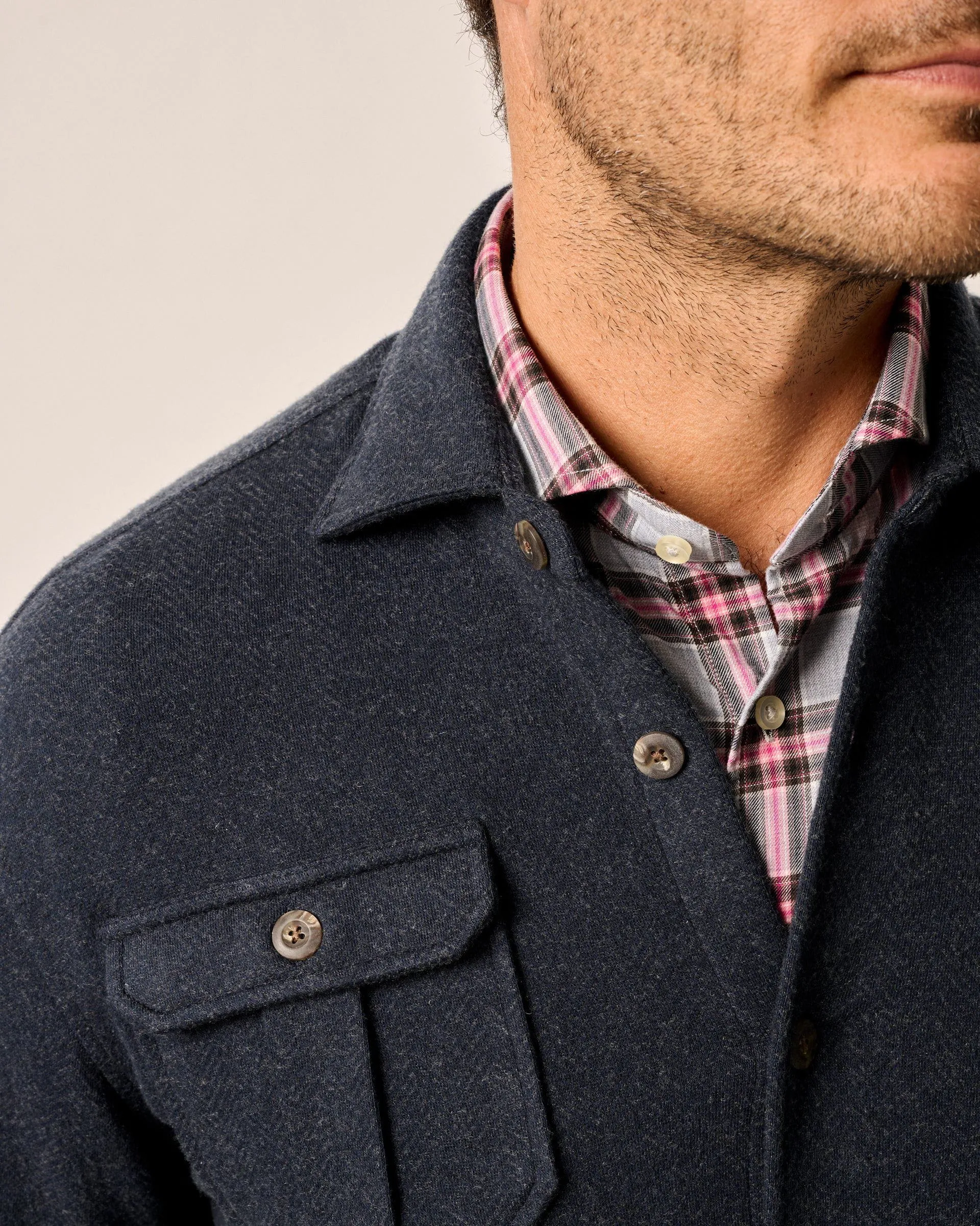 Briggs Stretch Flannel Lodge Shirt in Navy by Johnnie-O