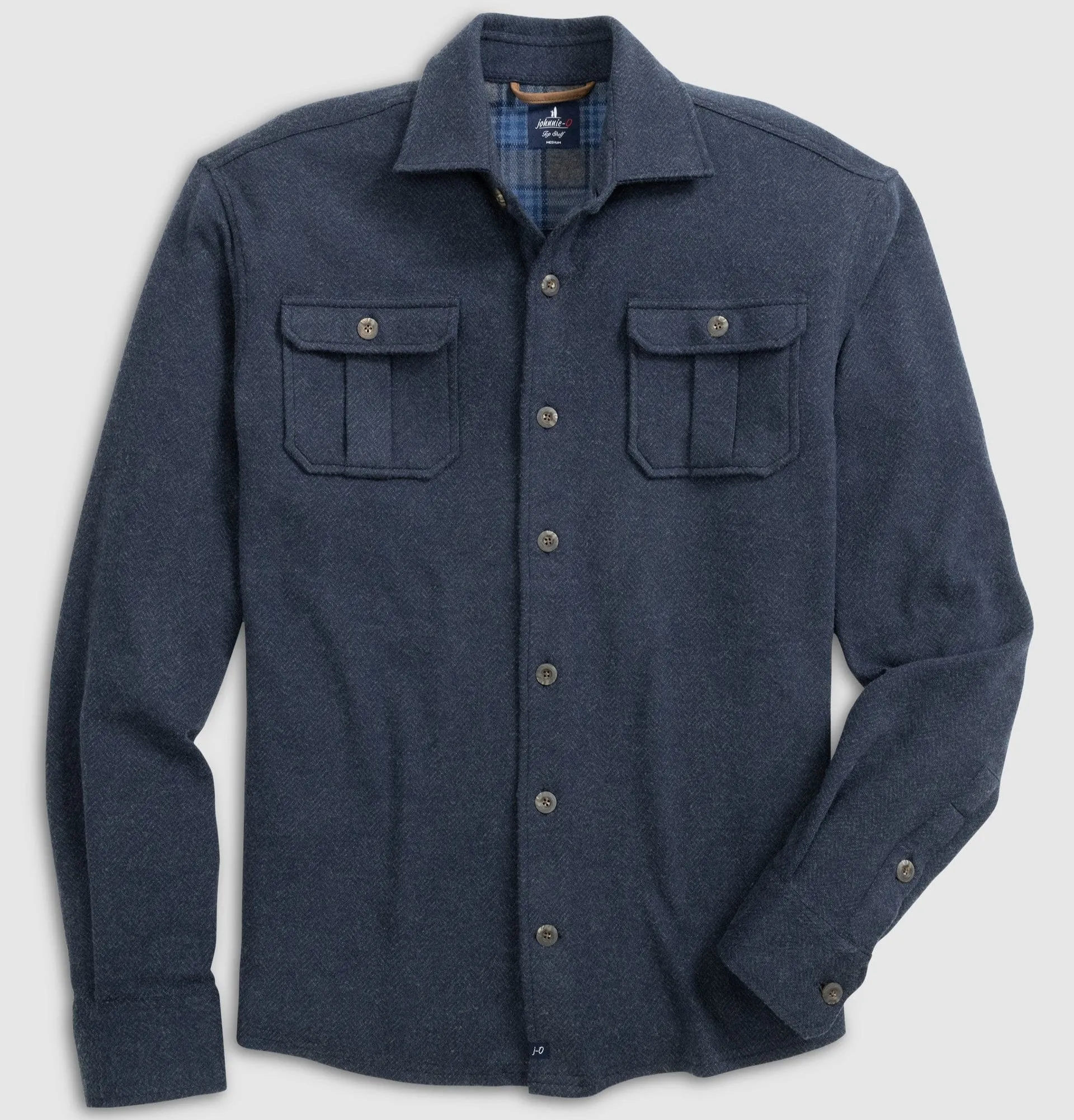 Briggs Stretch Flannel Lodge Shirt in Navy by Johnnie-O