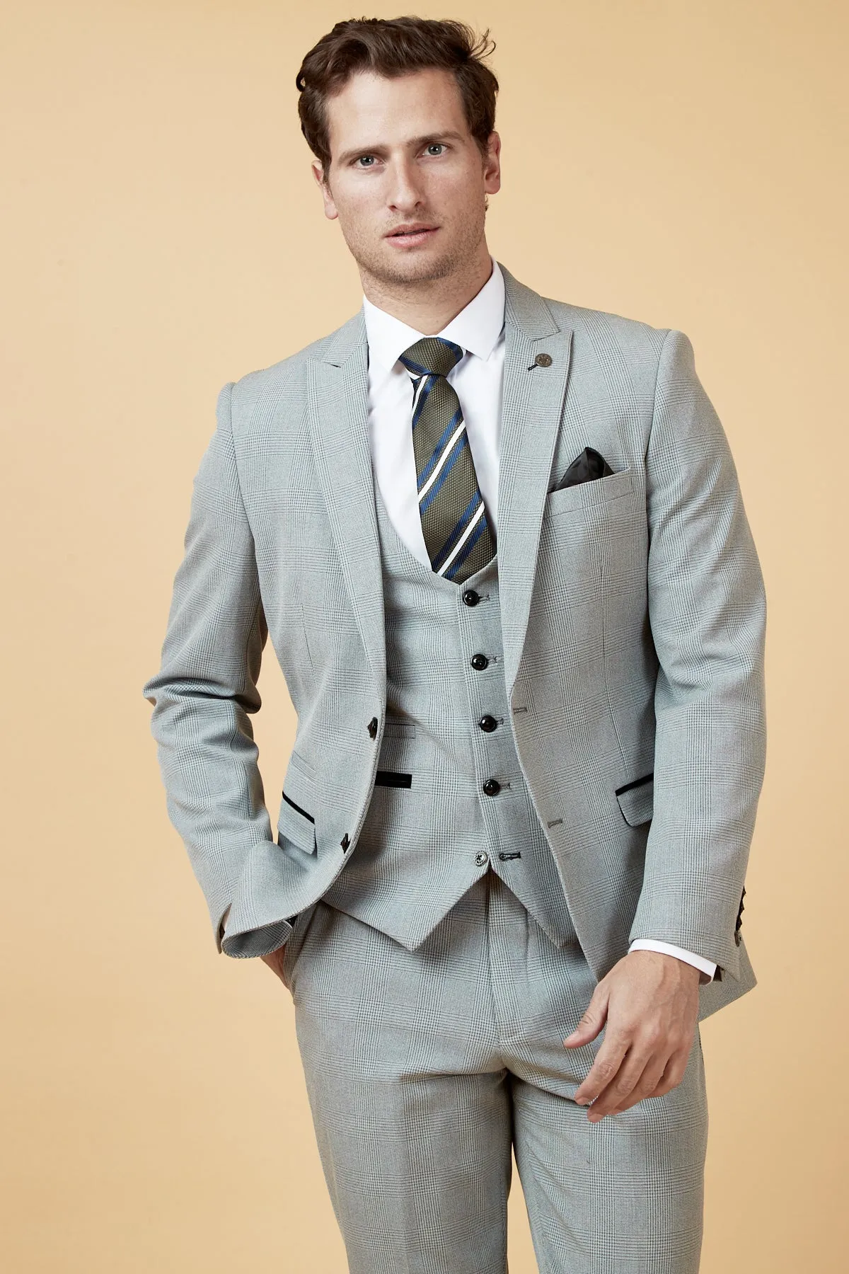 BROMLEY - Silver Grey Check Blazer