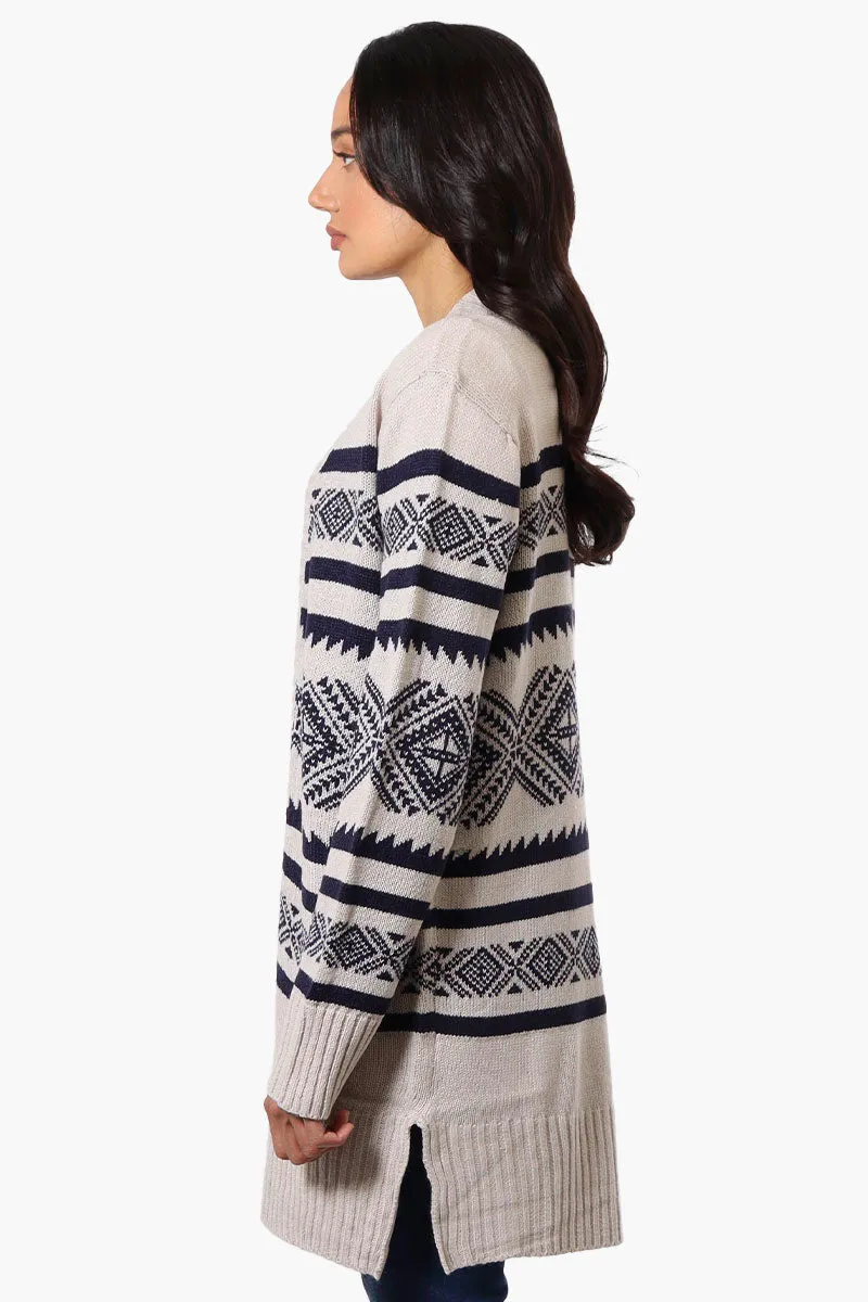 Canada Weather Gear Patterned Wrap Cardigan - Stone