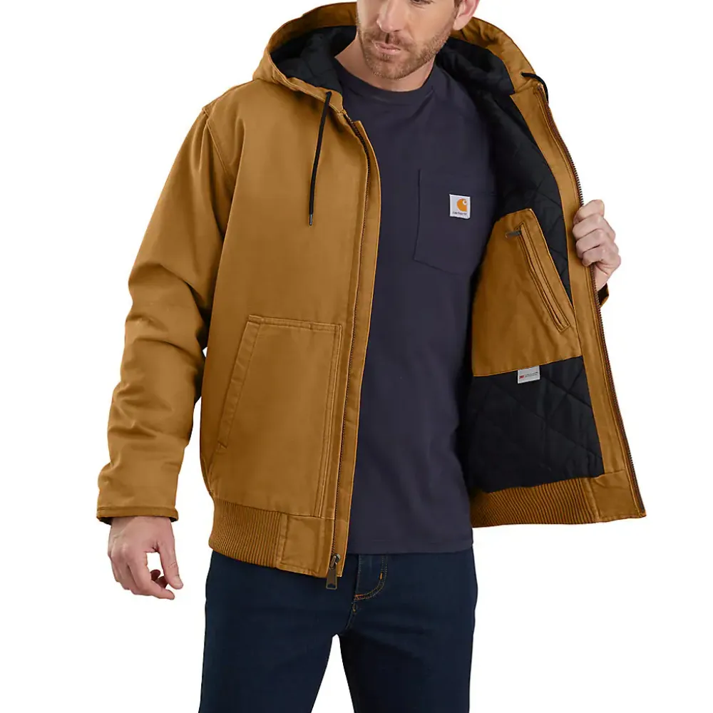 Carhartt Mens Loose Fit Washed Duck Work Jacket - 104050-BRN