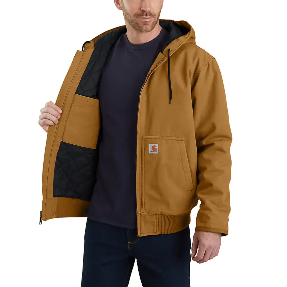 Carhartt Mens Loose Fit Washed Duck Work Jacket - 104050-BRN