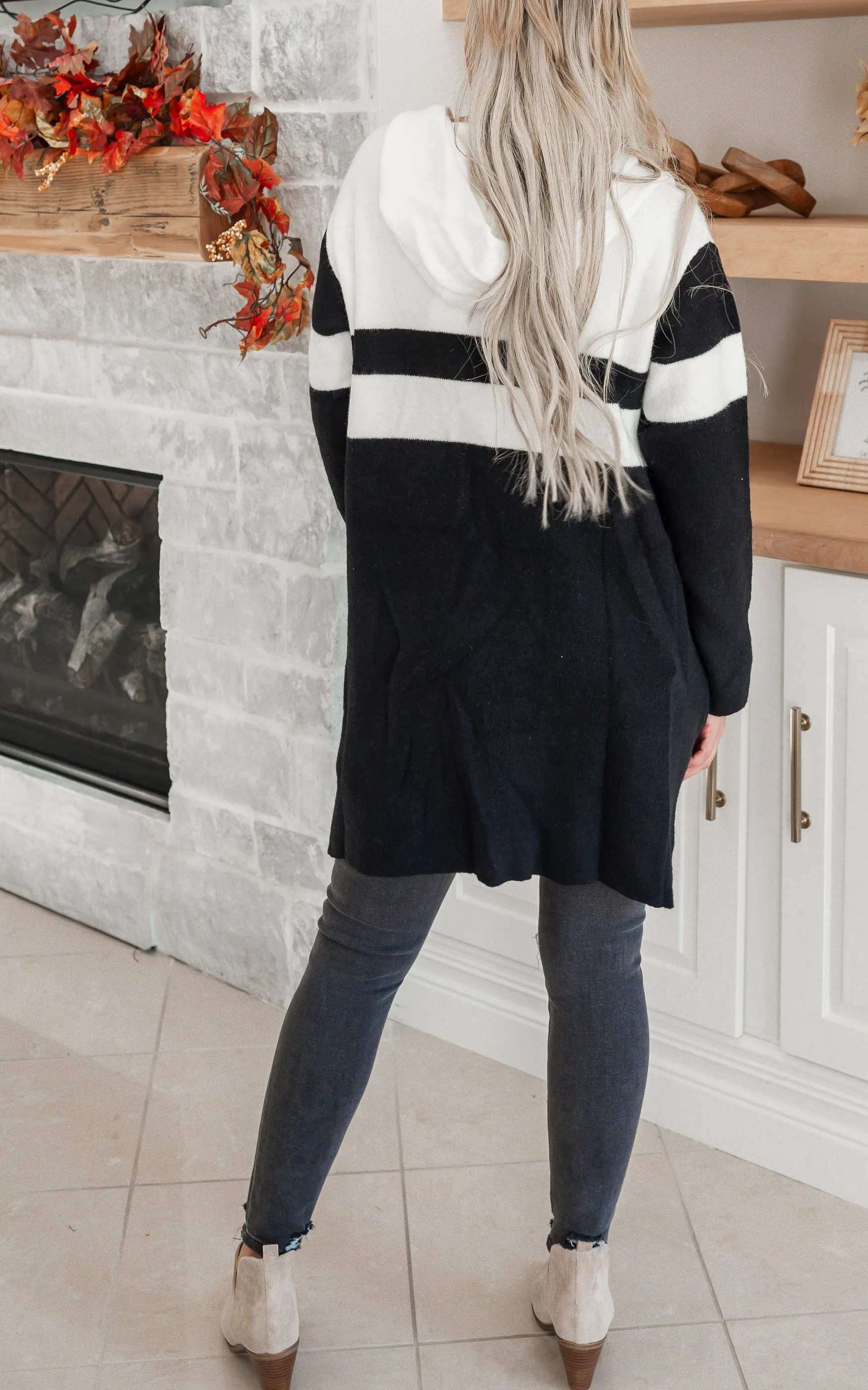 Colorblock Hooded Sweater Long Cardigan - Final Sale