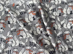 Dapper Foxes Pumpkin & Pearl Grey Stretch Silk Satin Charmeuse (Made in Italy)