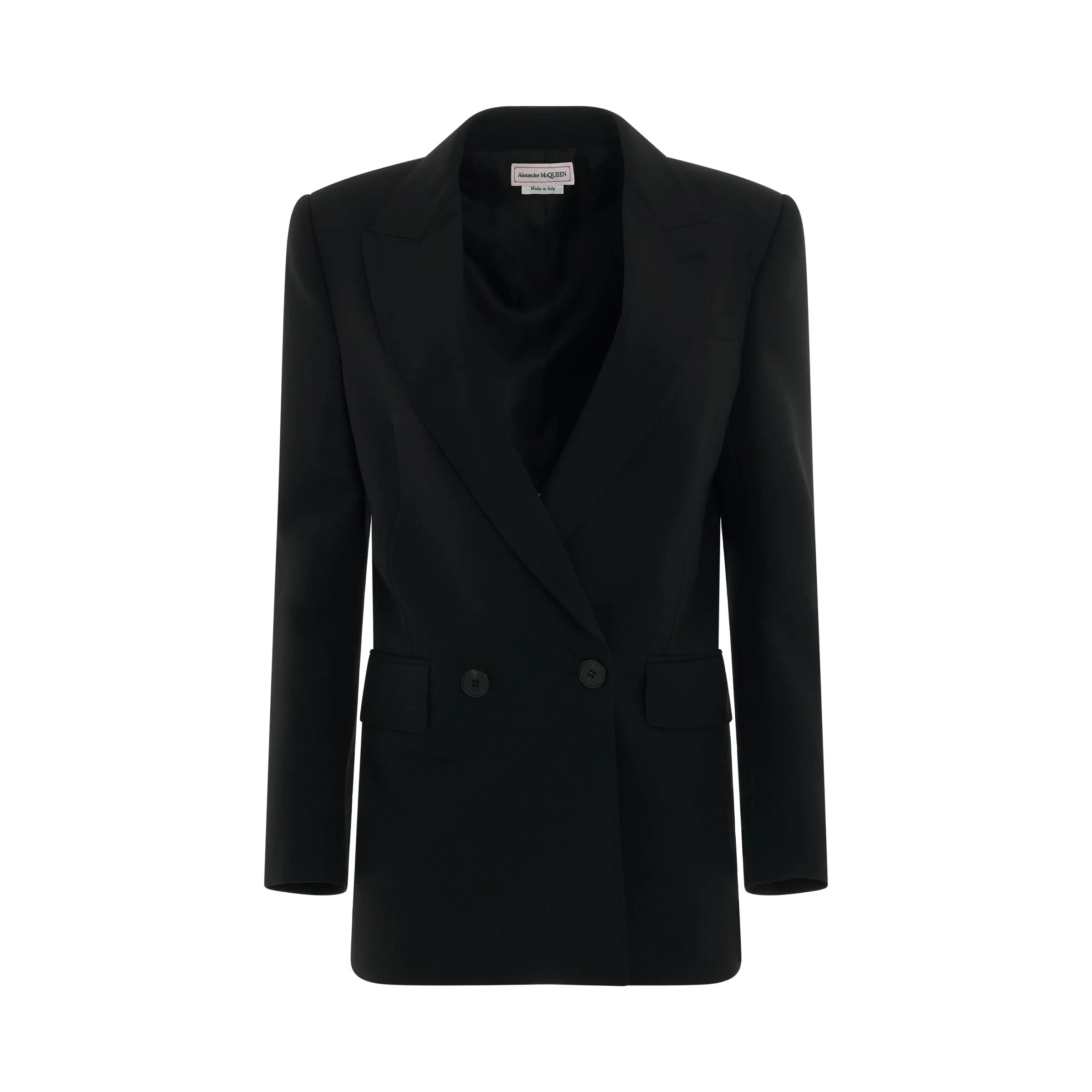 Double Breasted Sartorial Wool Jacket in Black