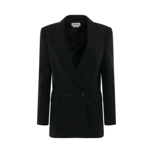 Double Breasted Sartorial Wool Jacket in Black