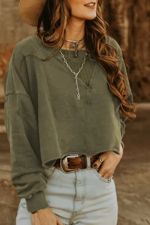 Drop Shoulder Cropped Sweatshirt