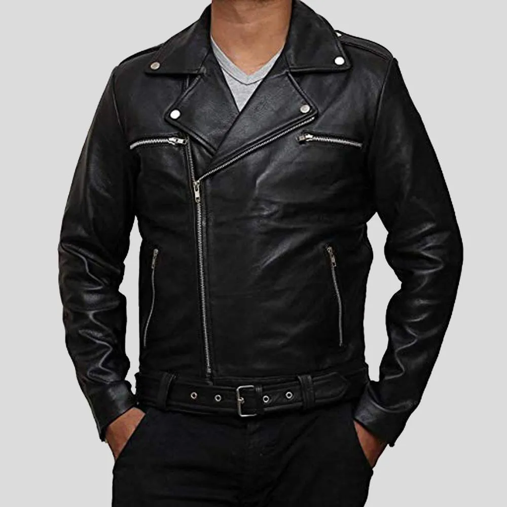 Eden Black Biker Leather Jacket for Men