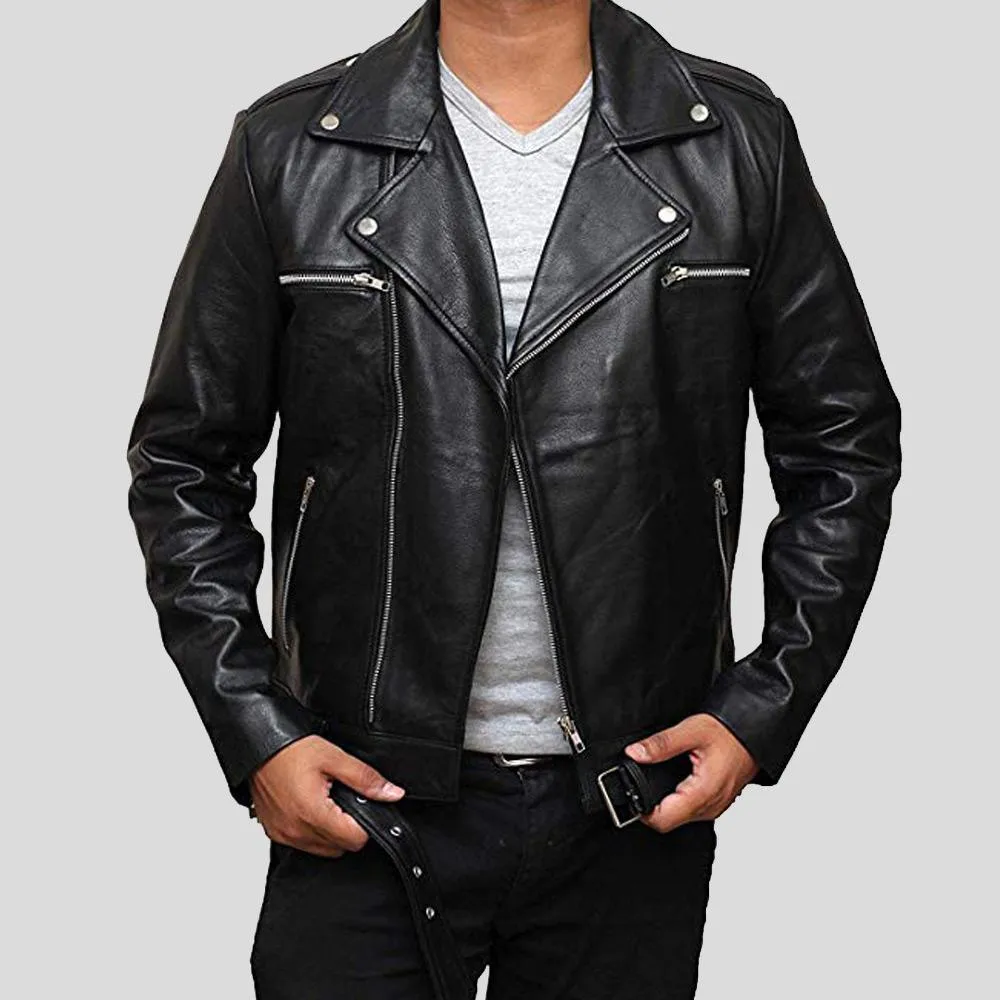 Eden Black Biker Leather Jacket for Men