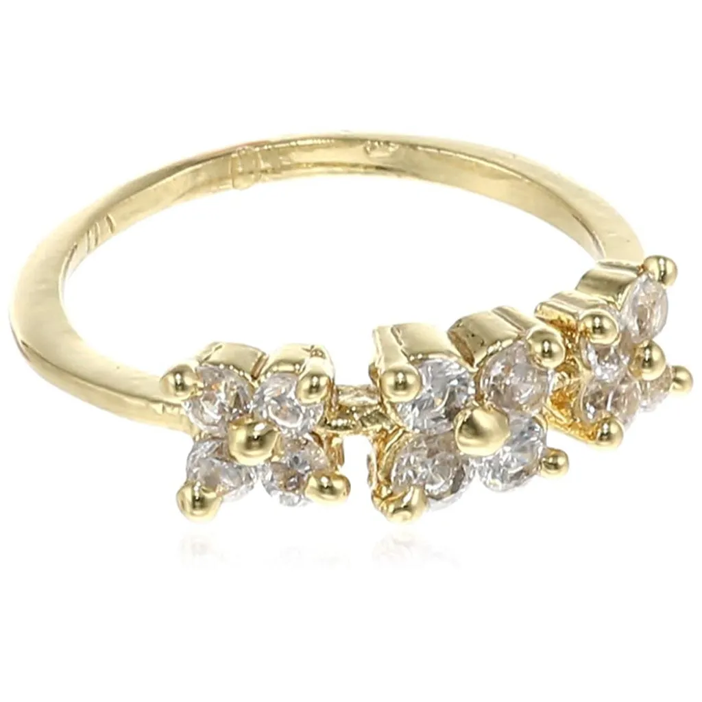 Estele Gold Plated CZ Stylish Floral Finger Ring for Women(Non-adjustable)