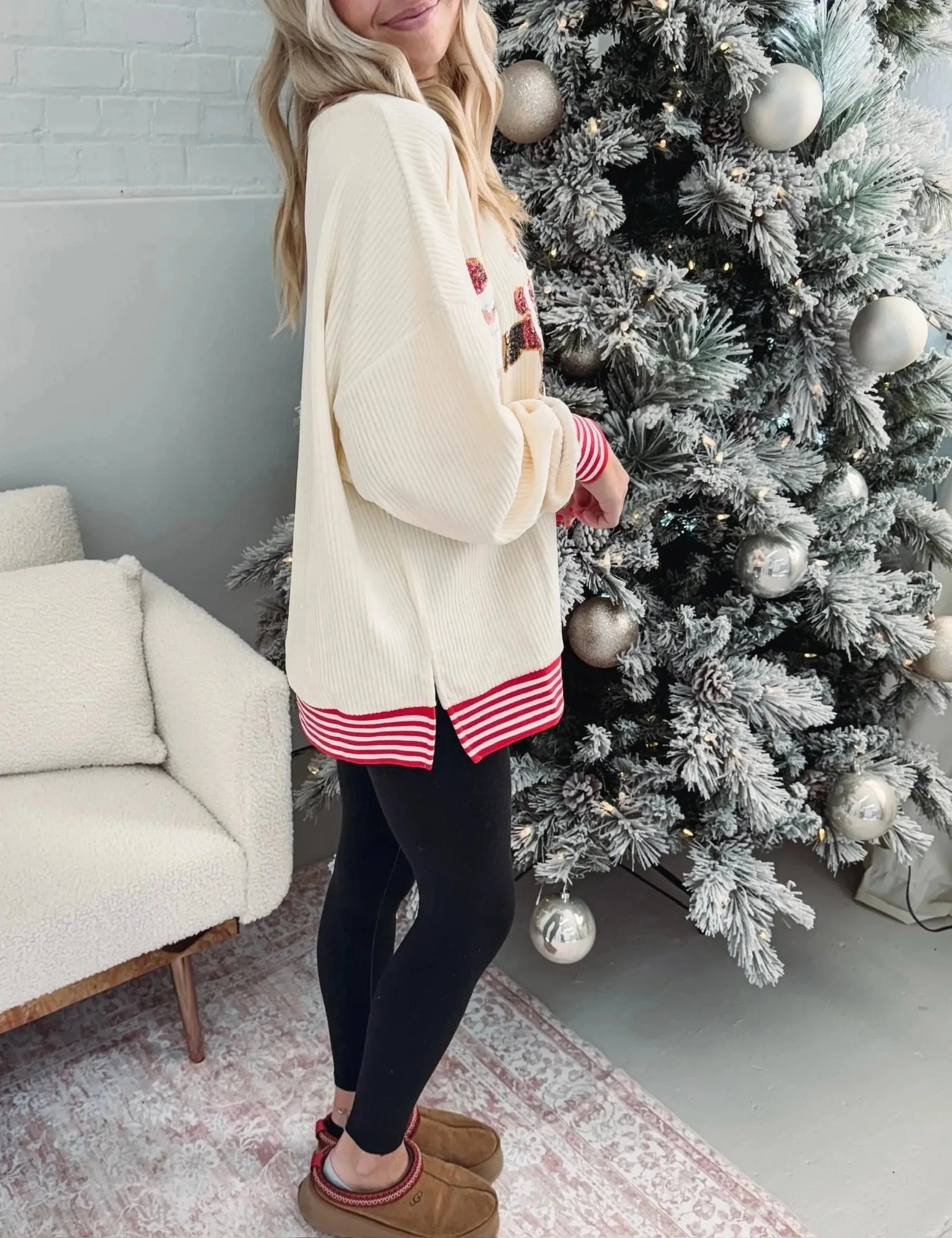 Festive Santa Claus Embroidered Comfy Sweater