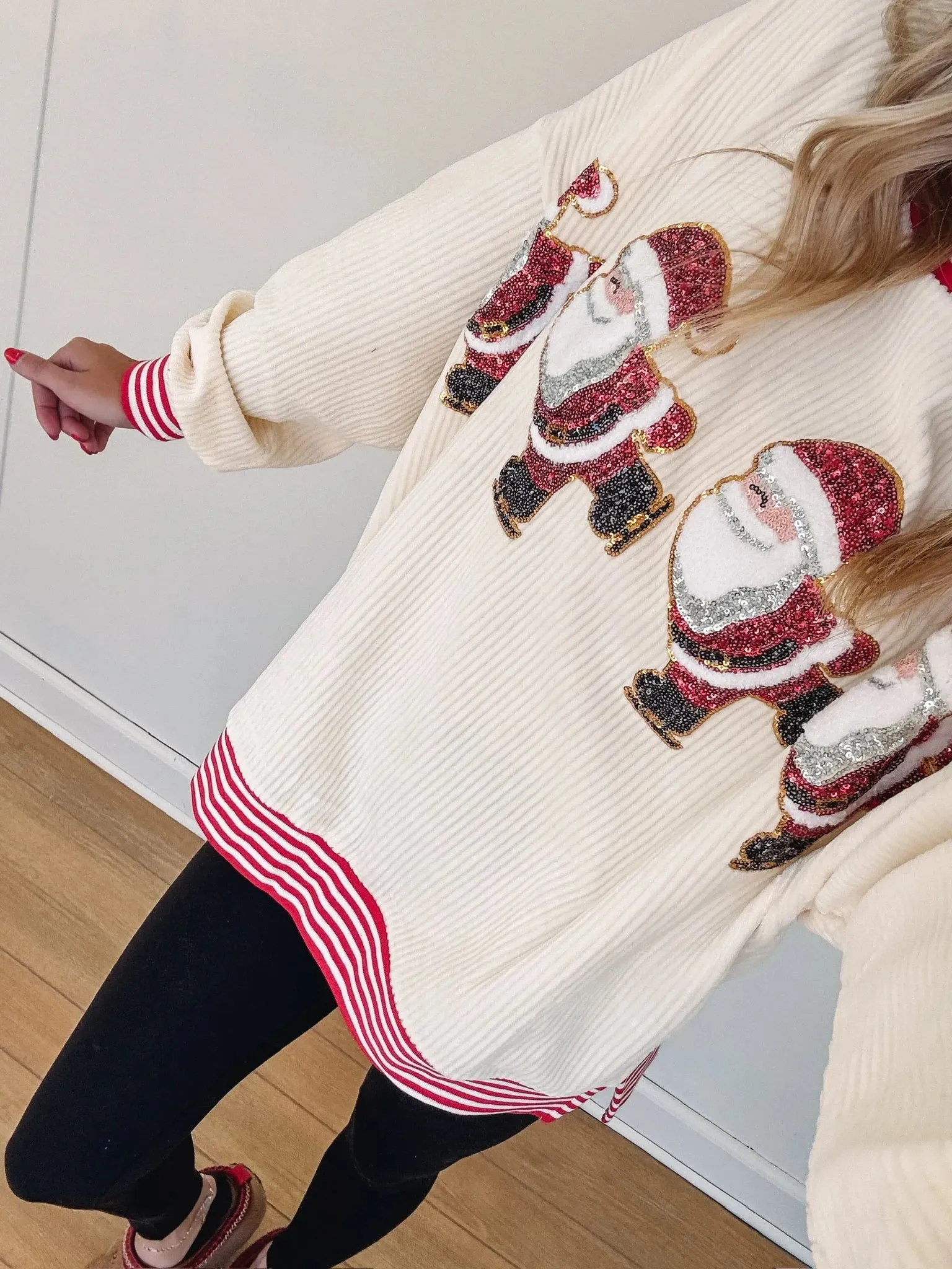 Festive Santa Claus Embroidered Comfy Sweater