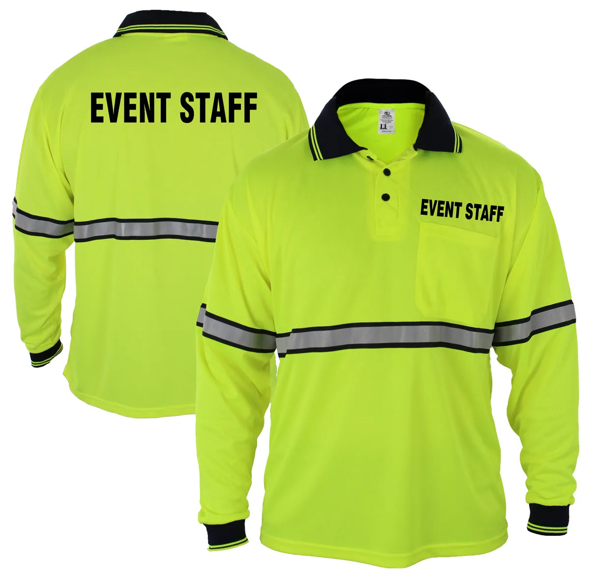 First Class High Visibility Long Sleeve Polo Shirt With Reflective Stripes and ID