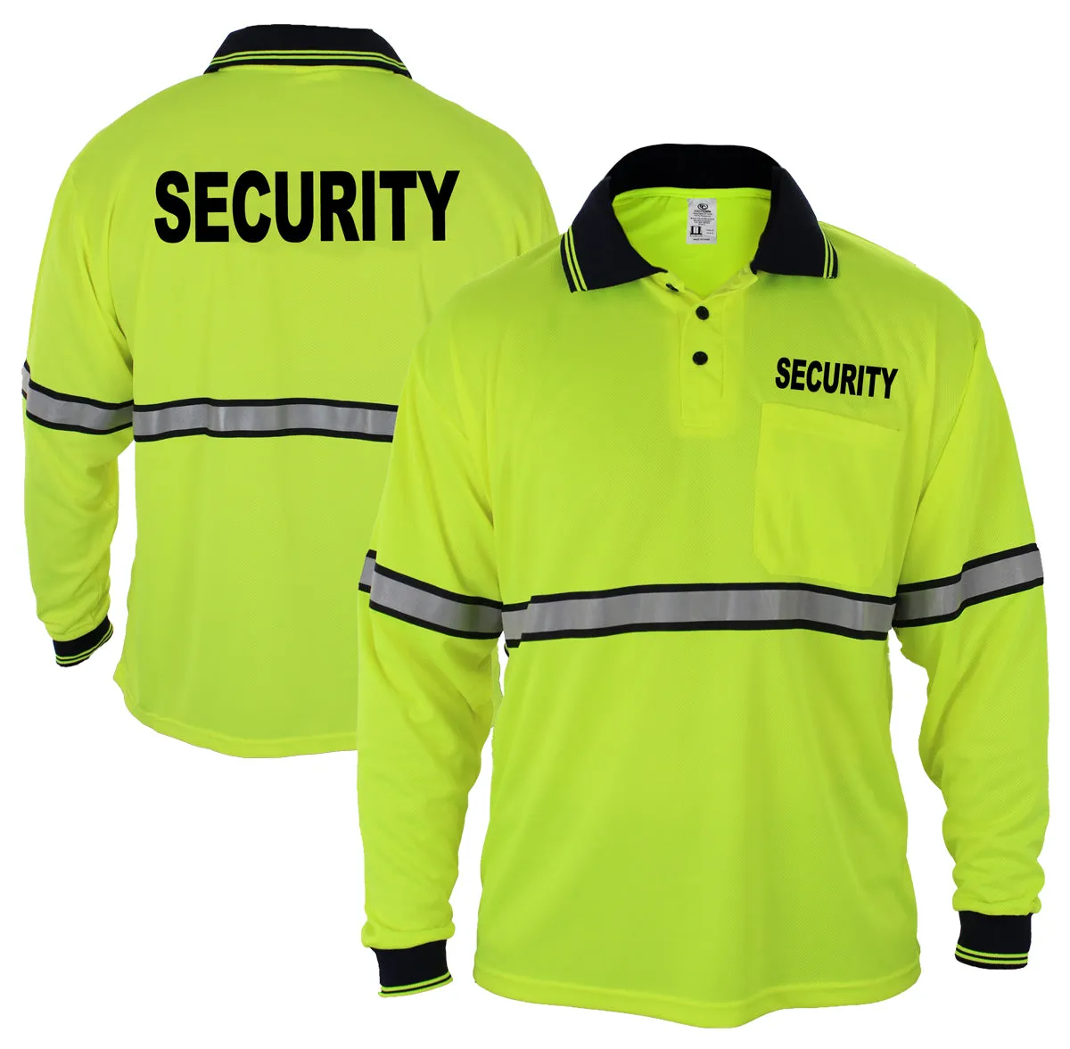 First Class High Visibility Long Sleeve Polo Shirt With Reflective Stripes and ID