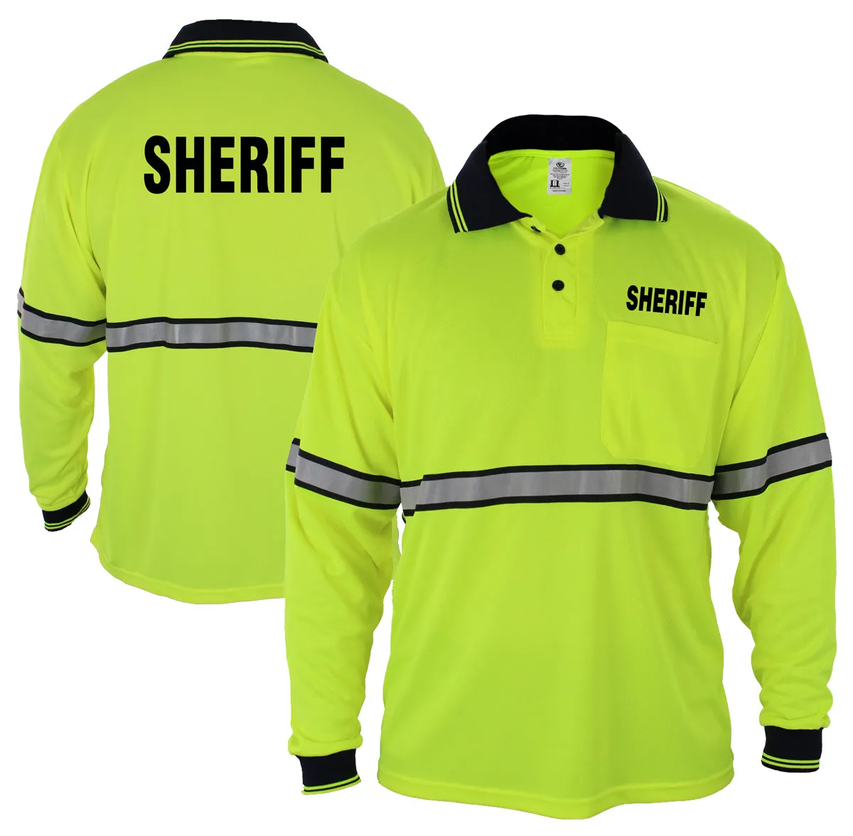 First Class High Visibility Long Sleeve Polo Shirt With Reflective Stripes and ID