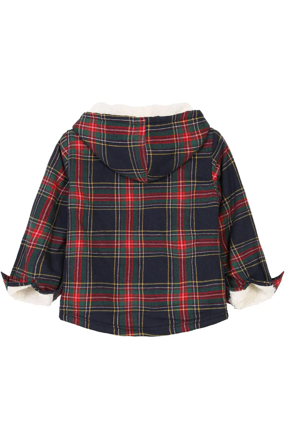 Girls Sherpa Lined Full Zip Plaid Flannel Shirt, Hooded Flannel Jacket