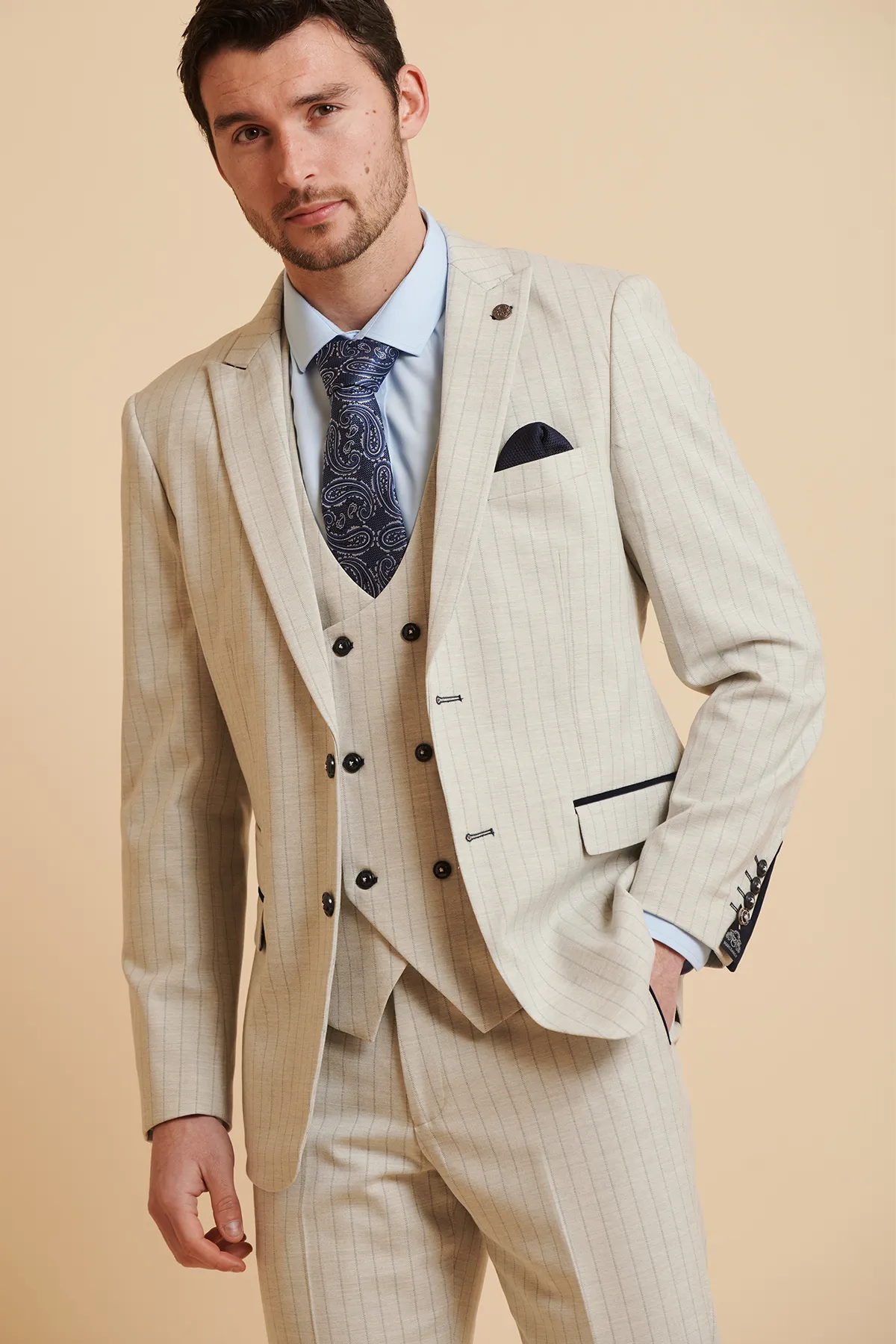 GRANT - Stone Pinstripe Blazer