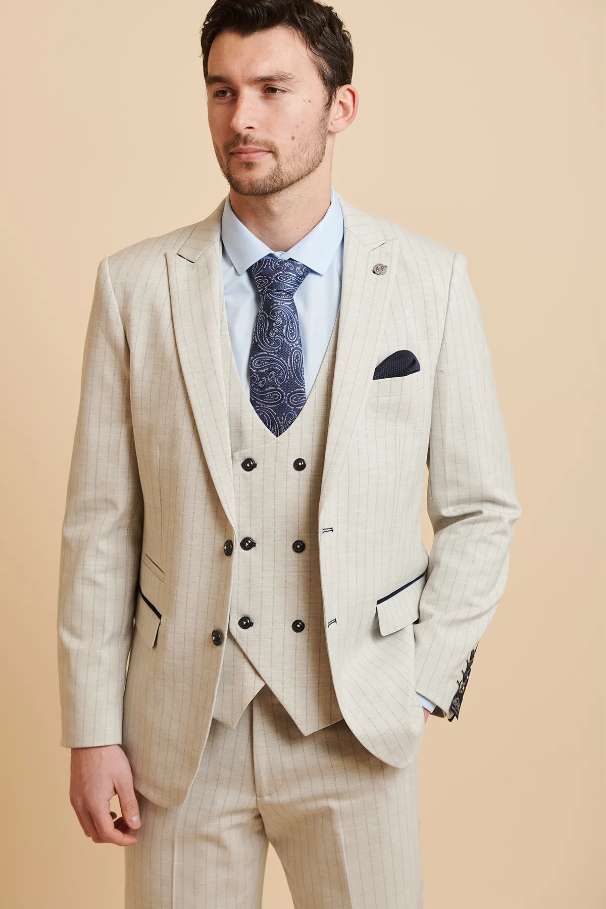 GRANT - Stone Pinstripe Blazer