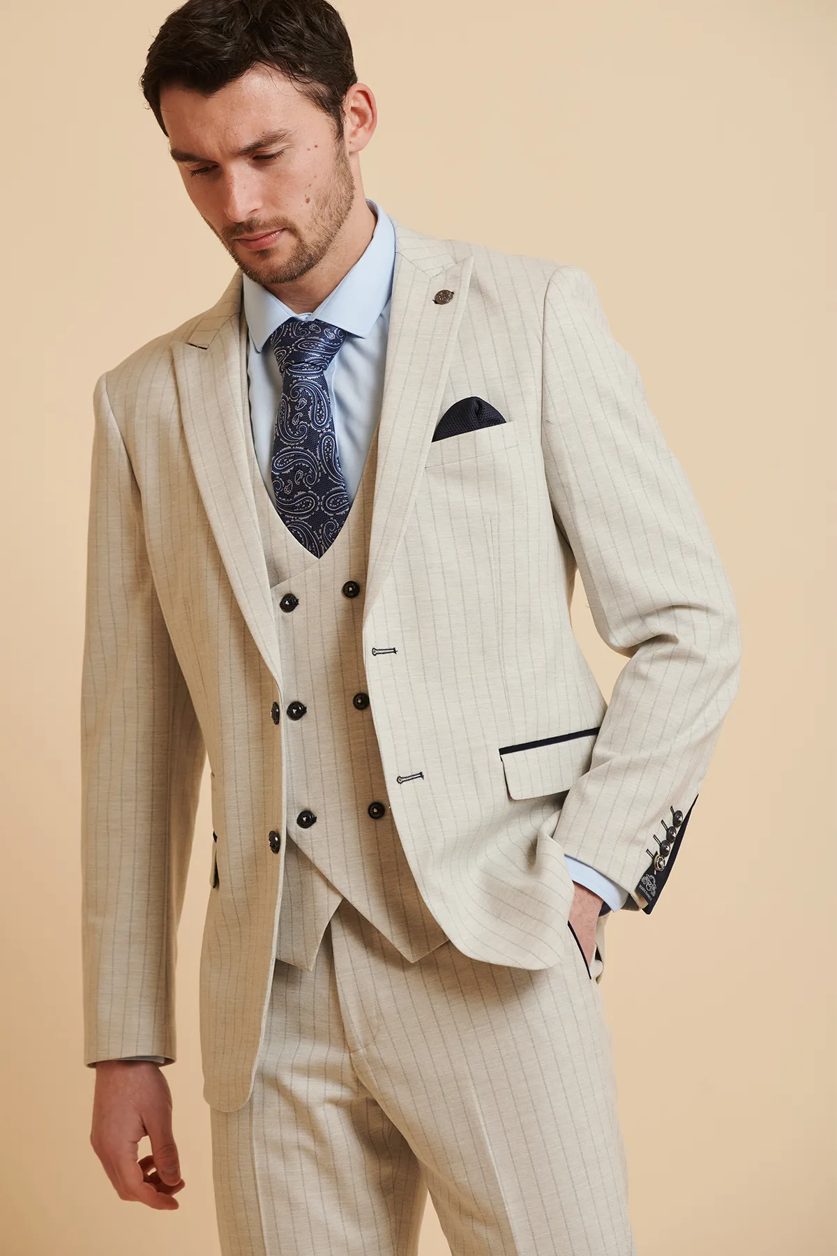 GRANT - Stone Pinstripe Blazer