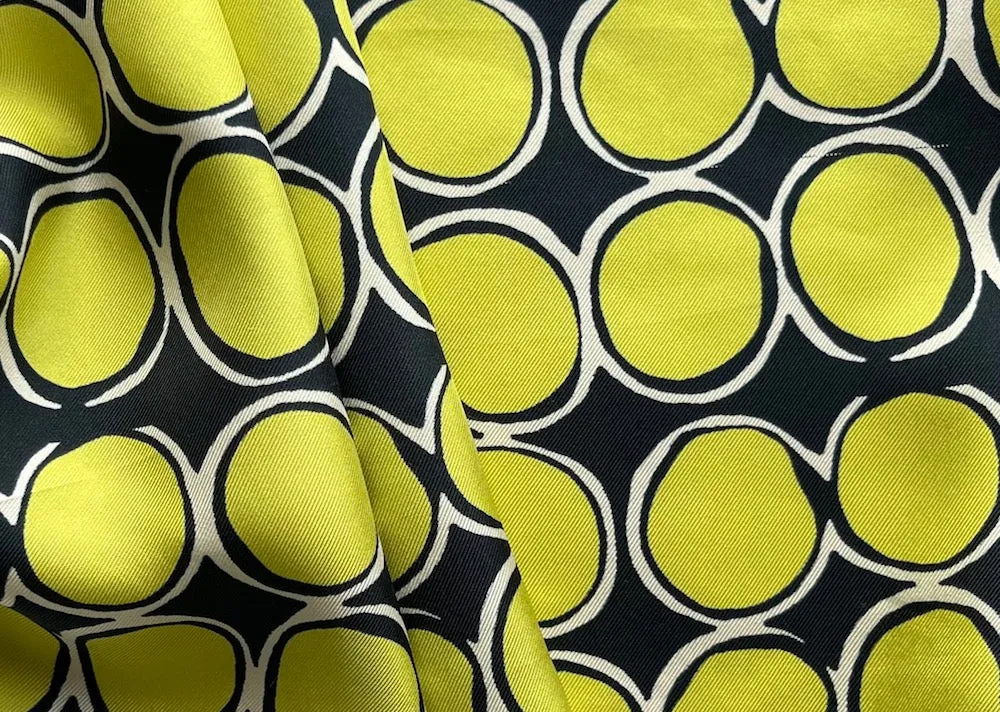 Graphic Lemon Drop Silk Twill (Made in Italy)