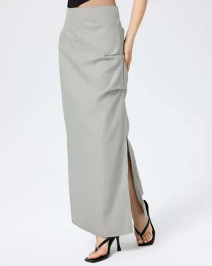 High Waist Ruched Asymmetrical Side Slit Skirt