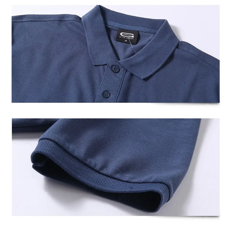 Leisure Solid Color Pure Cotton Business Polo Shirts For Men