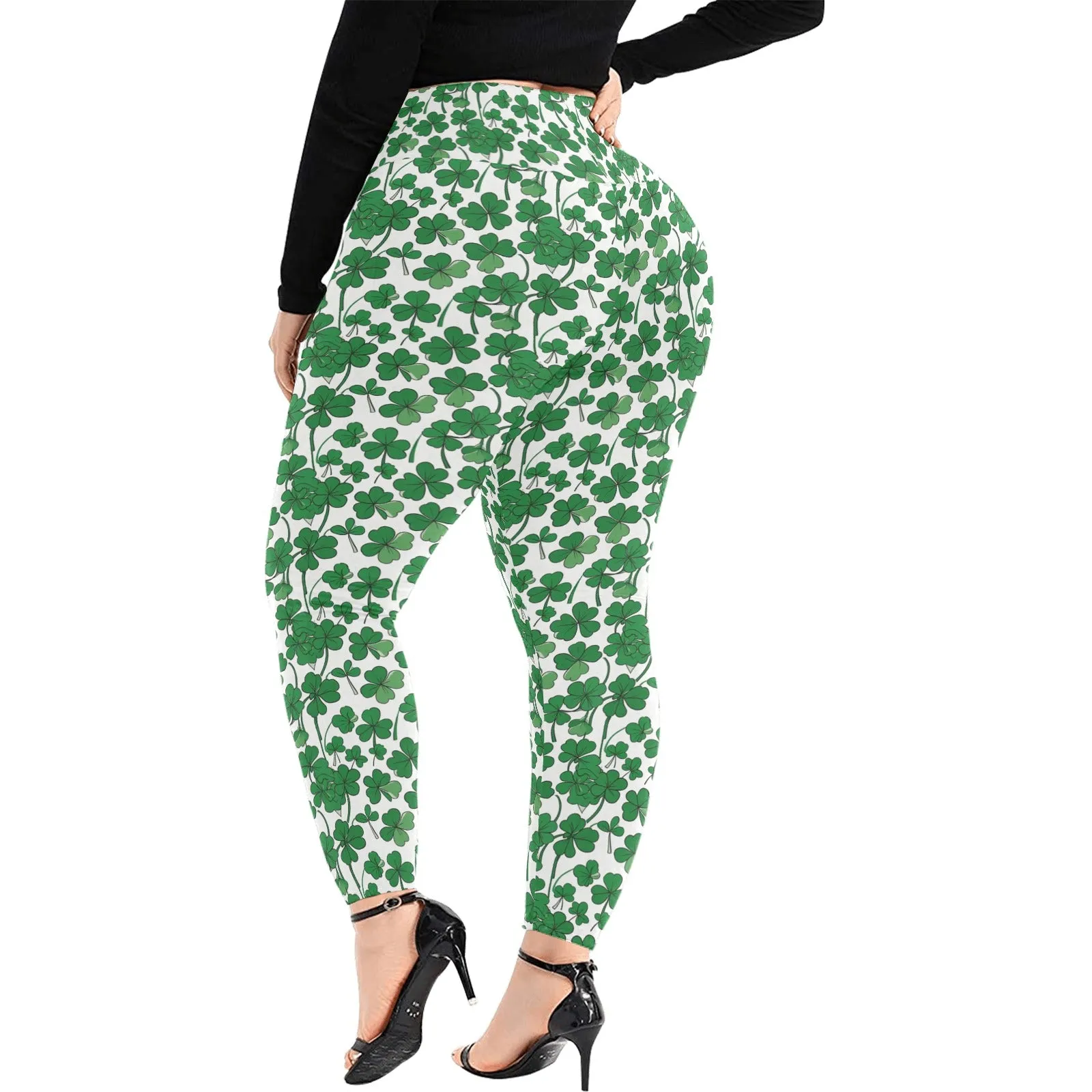 Little Clovers Women's Plus Size High Waited Leggings Women's High Waist Leggings(Plus Size)(ModelL45)