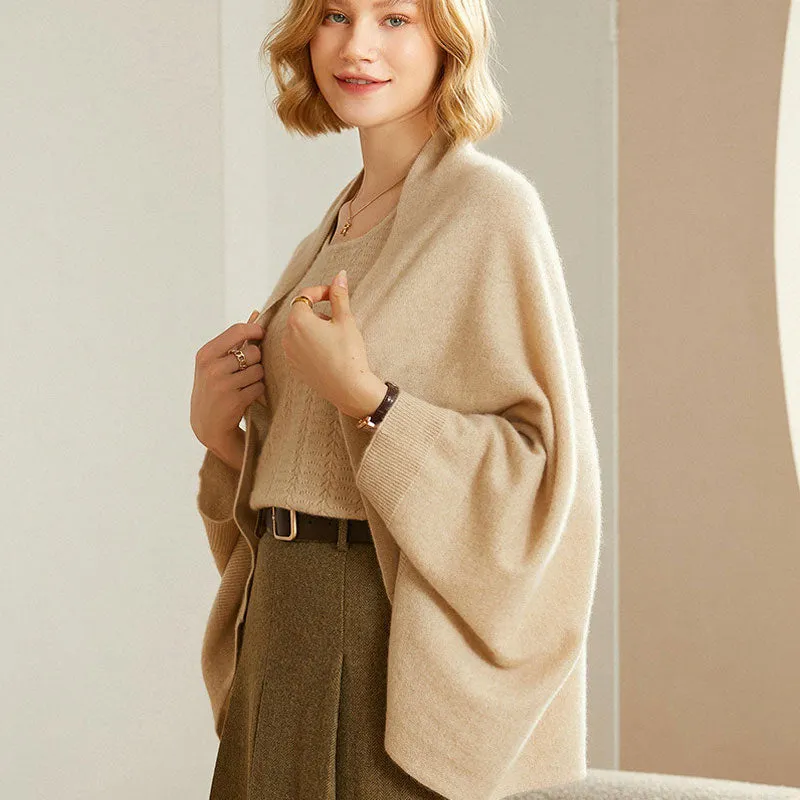 Luxury Open Front 3/4 Sleeve Oversized Cashmere Cocoon Cardigan