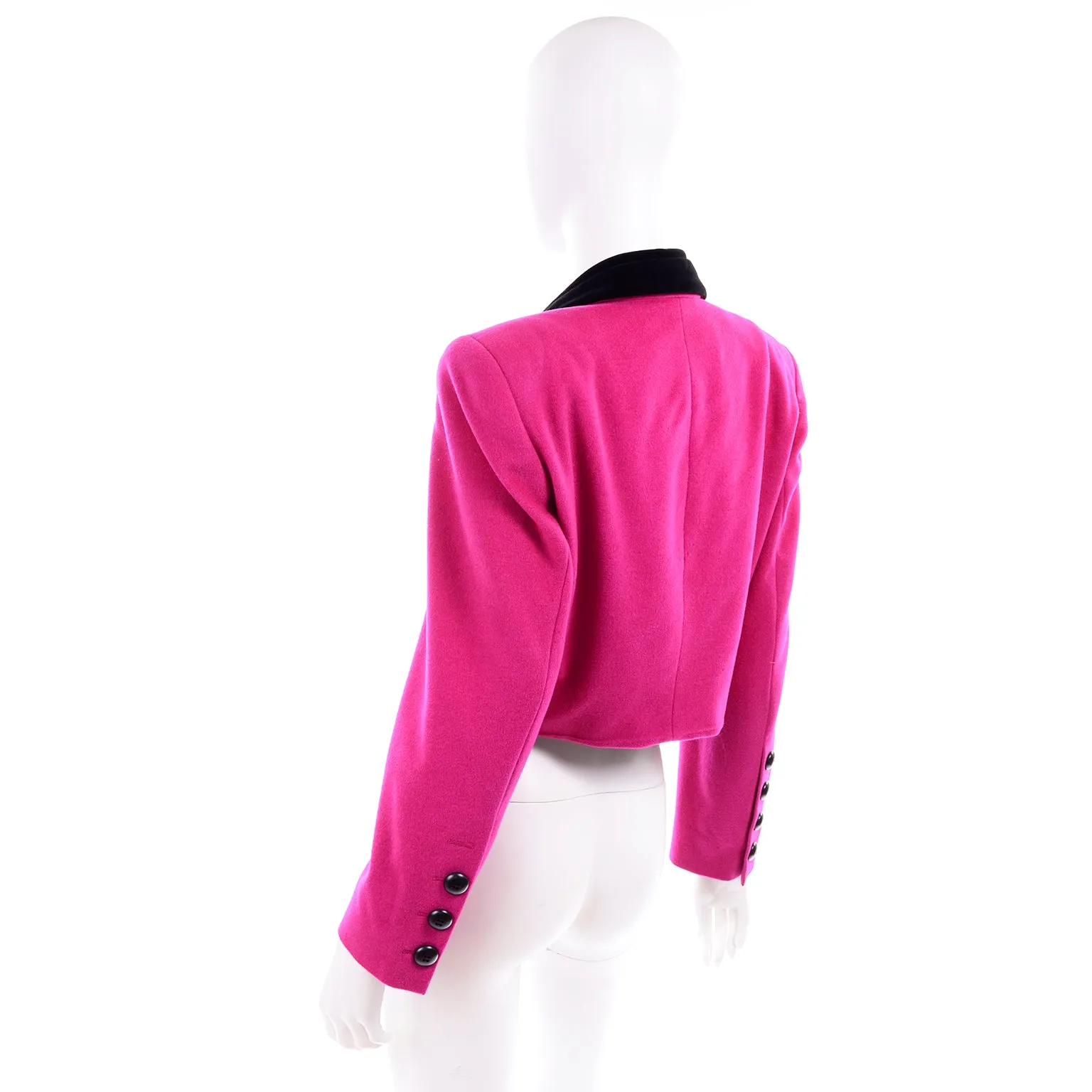 Margaretha Ley Escada Vintage Cropped Pink & Black 1980s Jacket