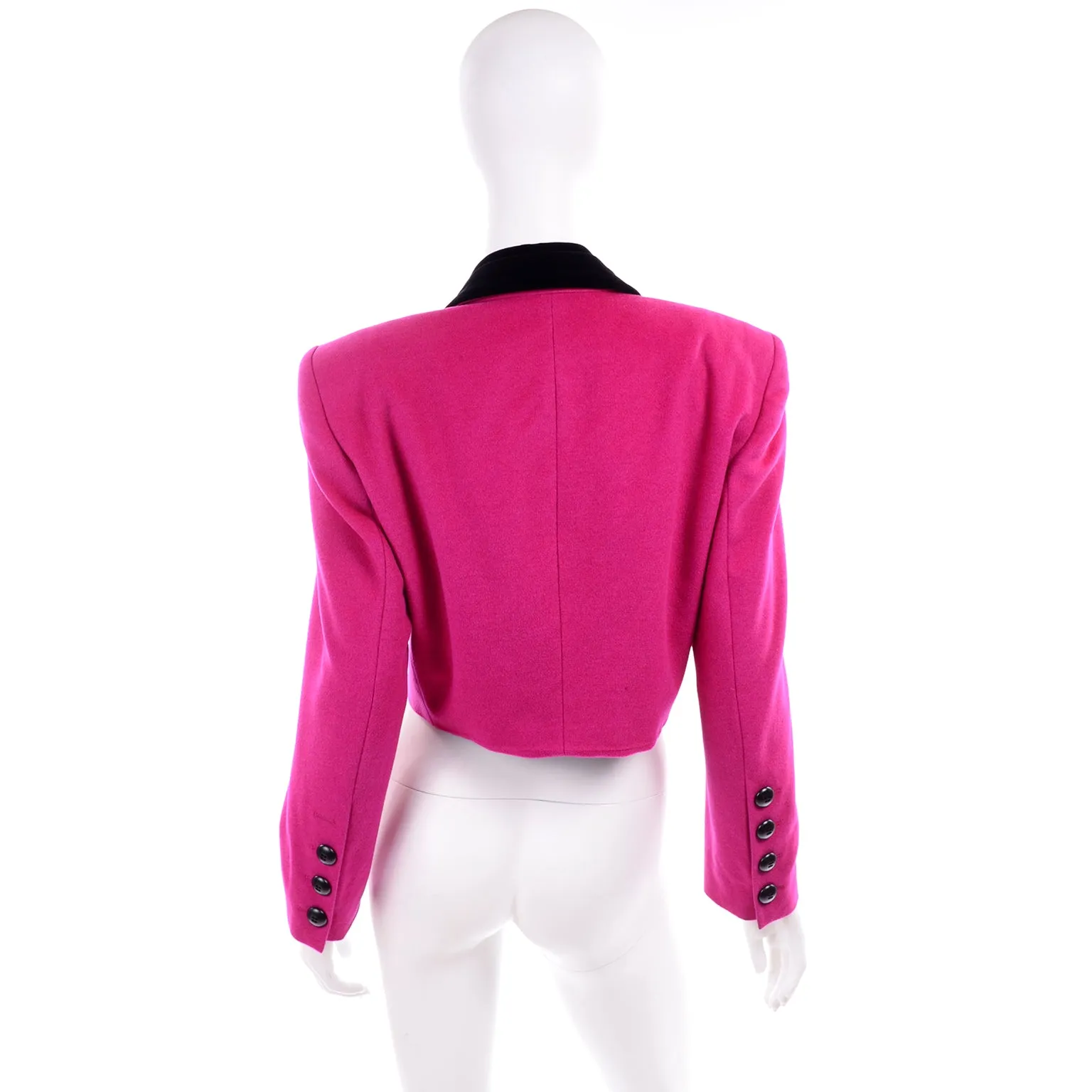 Margaretha Ley Escada Vintage Cropped Pink & Black 1980s Jacket