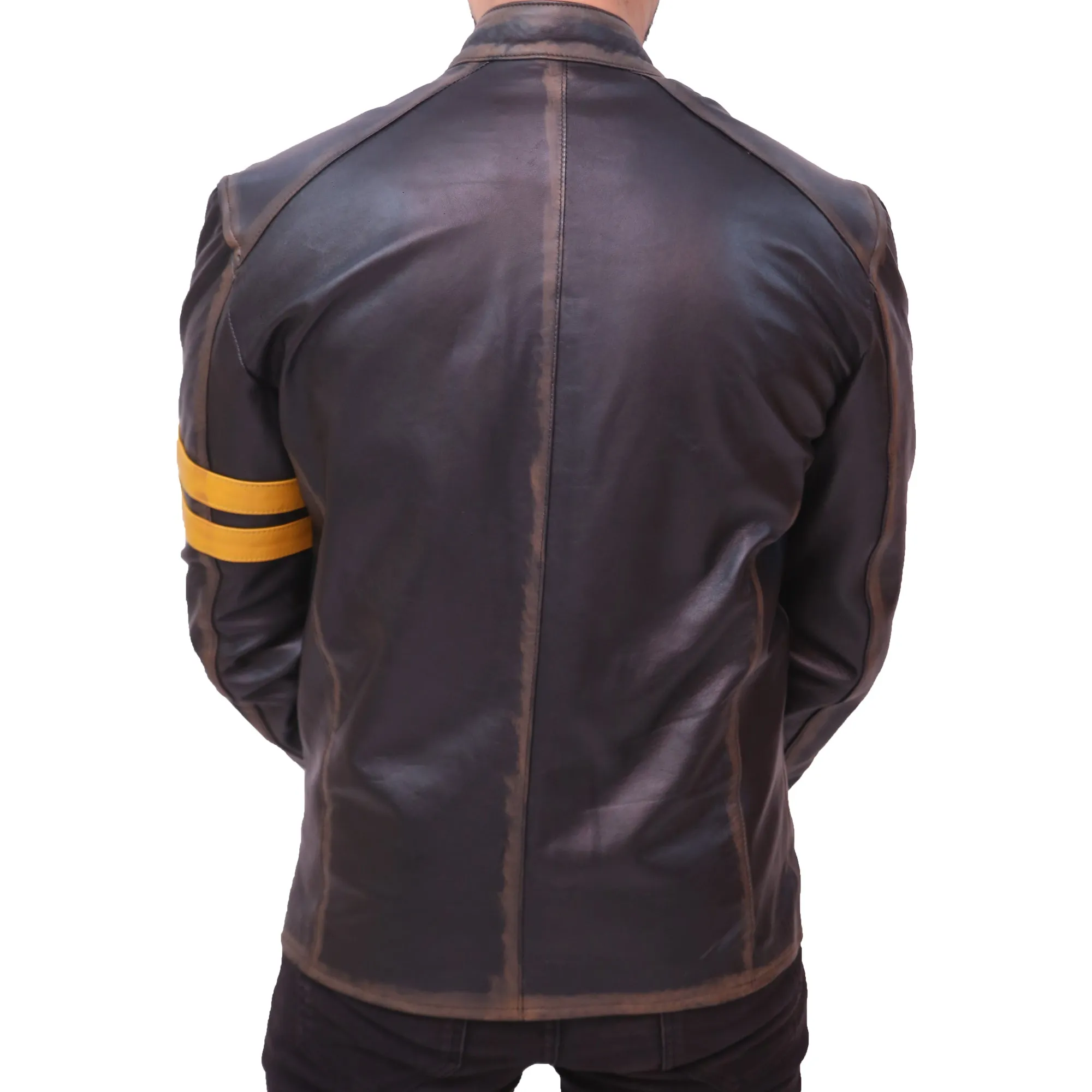 Men's Black Cafe Racer Leather Jacket