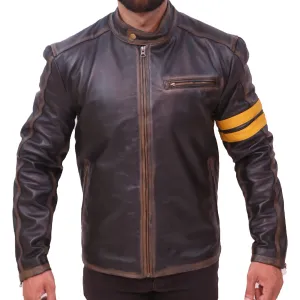 Men's Black Cafe Racer Leather Jacket