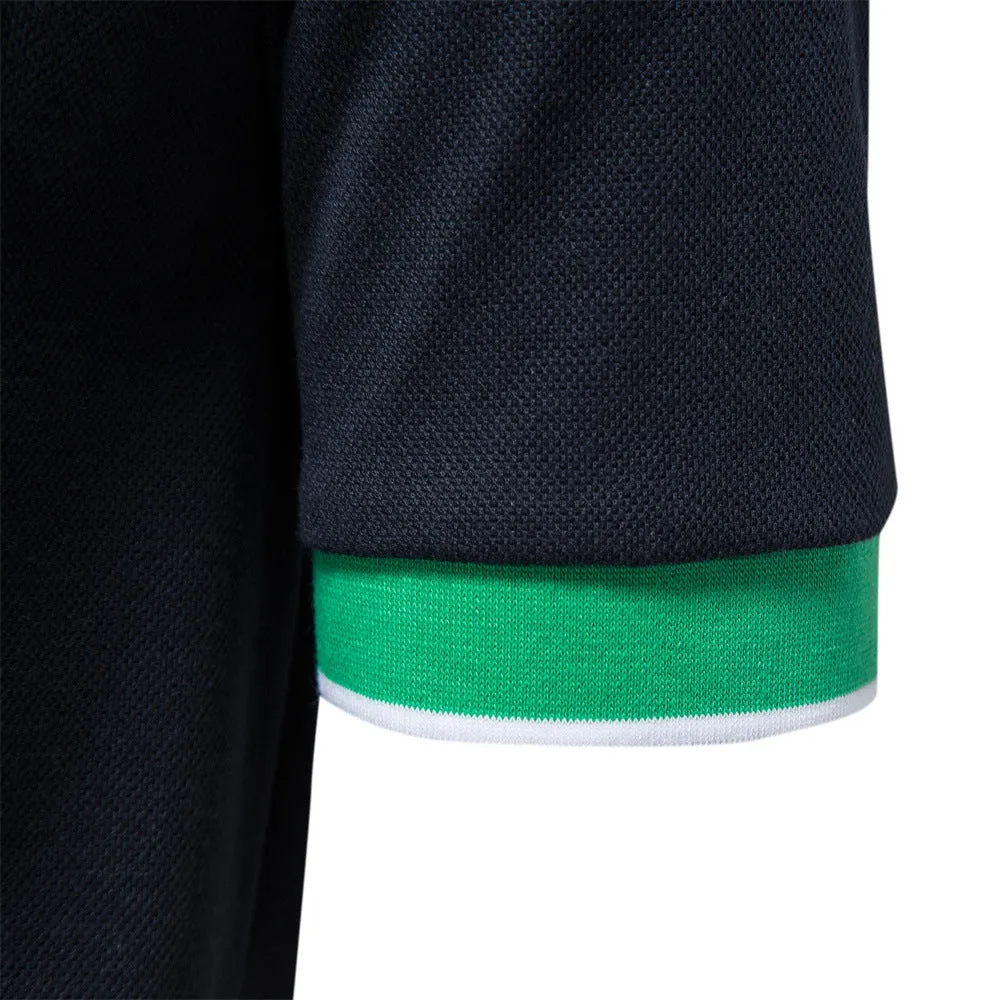 Men's Lapel Breathable Sports Stitching Polo Short Sleeves T Shirt