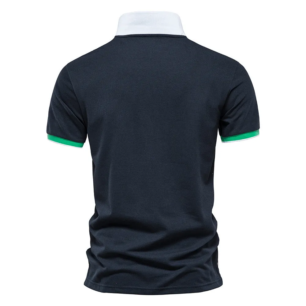 Men's Lapel Breathable Sports Stitching Polo Short Sleeves T Shirt