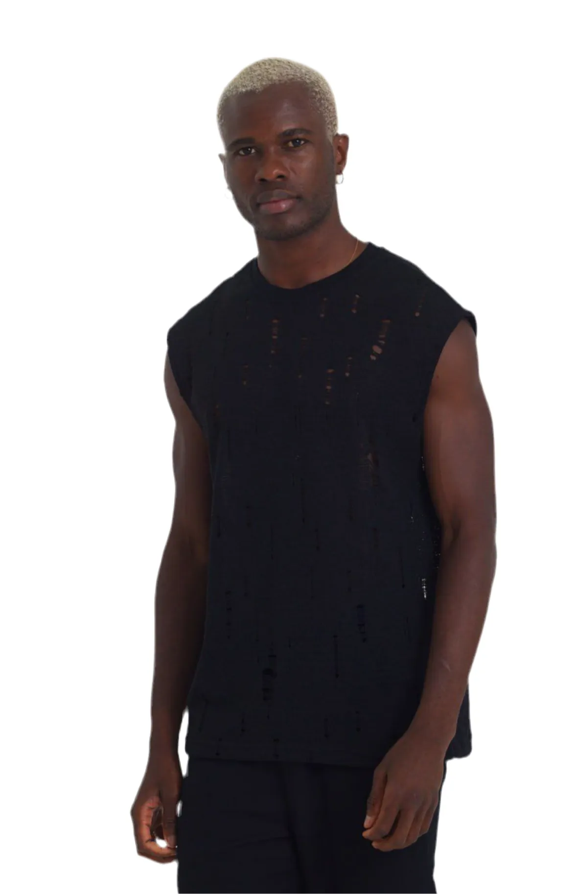 Mykonos Oversize Black Sleeveless Tshirt