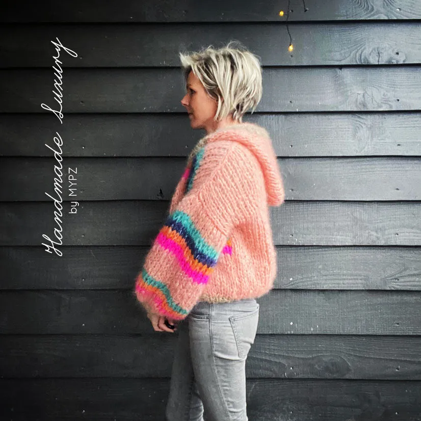 MYPZ mohair bomber cardigan with hoodie