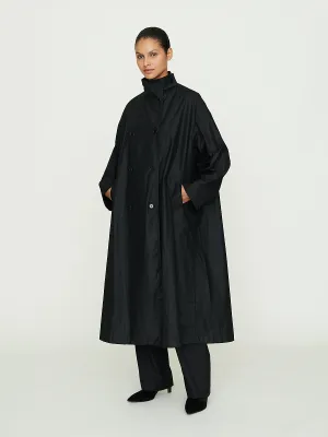 No. 65 Waxed Oversized Coat in Black